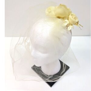 Vintage Yellow Tulle Floral Fascinator Hat